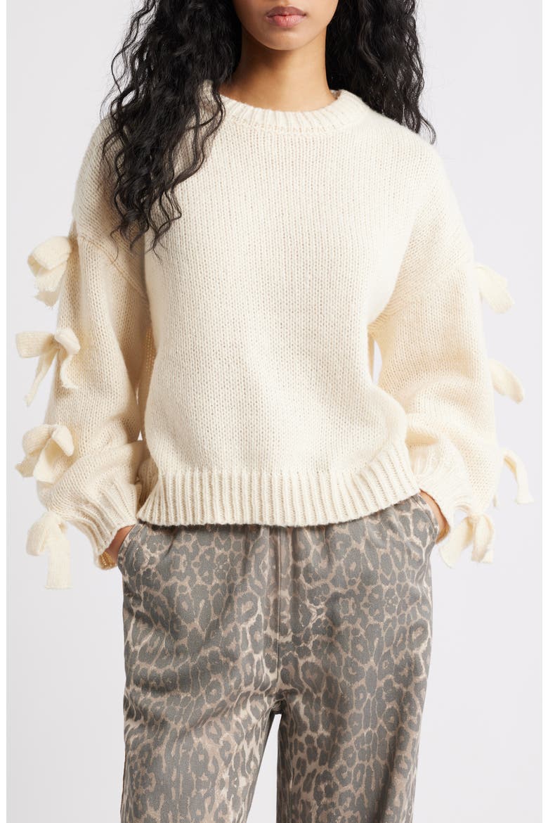 Lover Tie Sleeve Sweater, Main, color, IVORY