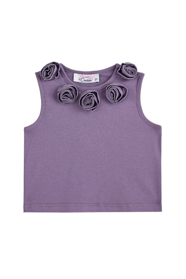 Rosette Top and Lace-Trim Shorts Set, Alternate, color, Purple