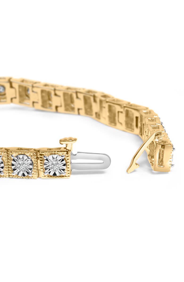 Haus of Brilliance 14K Yellow Gold Plated Silver 1.0 Cttw Diamond Milgrain Link Tennis Bracelet, Alternate, color, Yellow