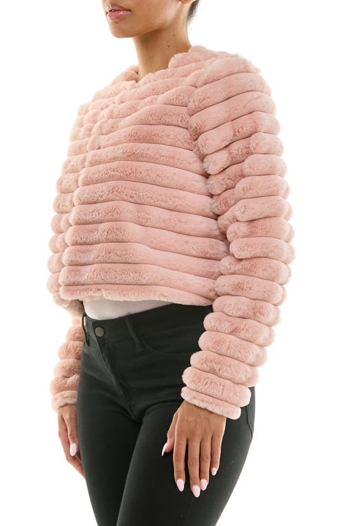 Nina Leonard Faux Fur Long Sleeve Bolero In Pink