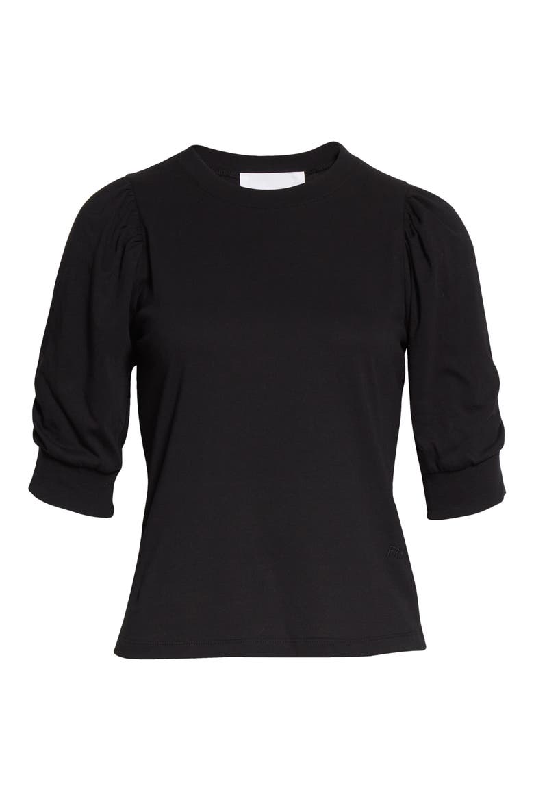 Frankie Puff Sleeve Organic Cotton Knit Top, Alternate, color, NOIR