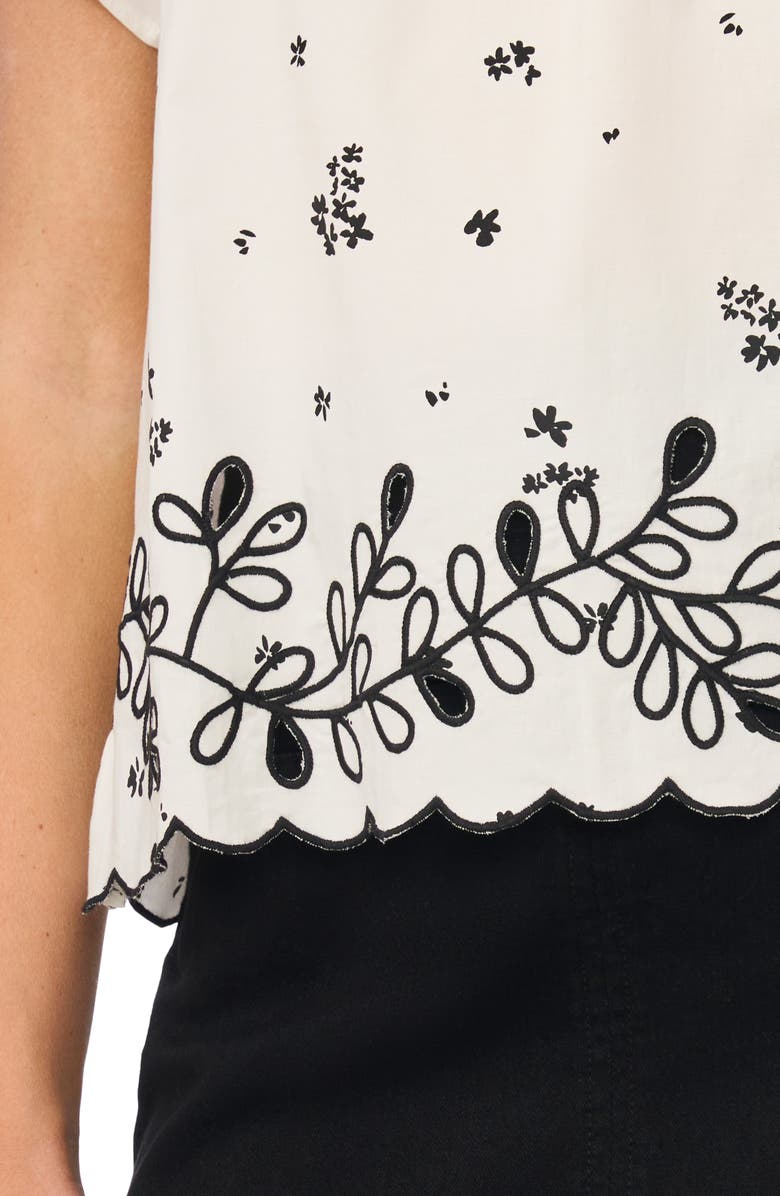 Vince Camuto Print Flutter Sleeve Top, Alternate, color, Ultra White