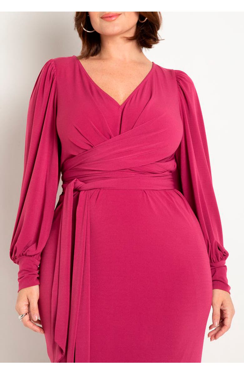 ELOQUII Cross Front Midi Dress, Alternate, color, Boysenberry