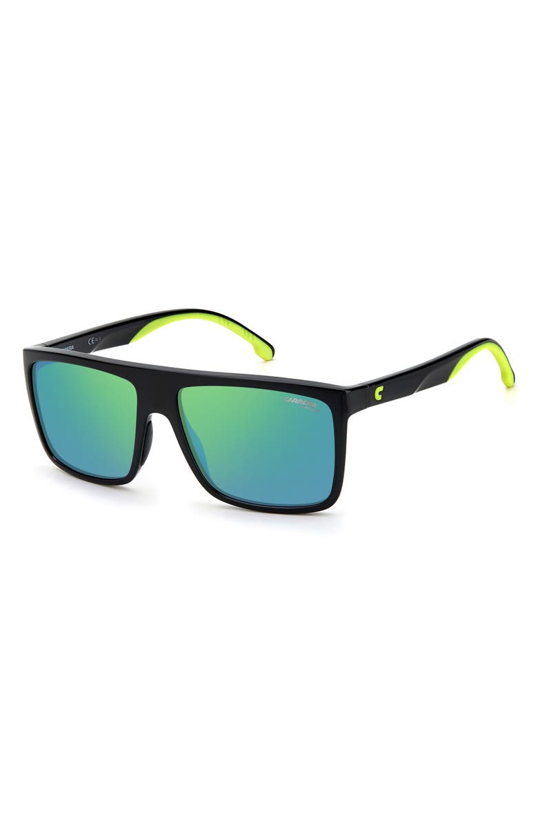 Carrera Eyewear 58mm Rectangle Sunglasses, Alternate, color, Black Green