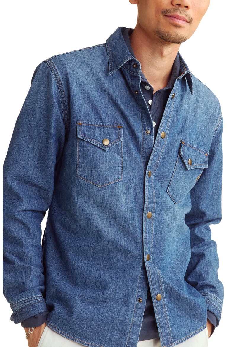 Rosedale Denim Snap-Up Shirt, Main, color, LIGHT INDIGO