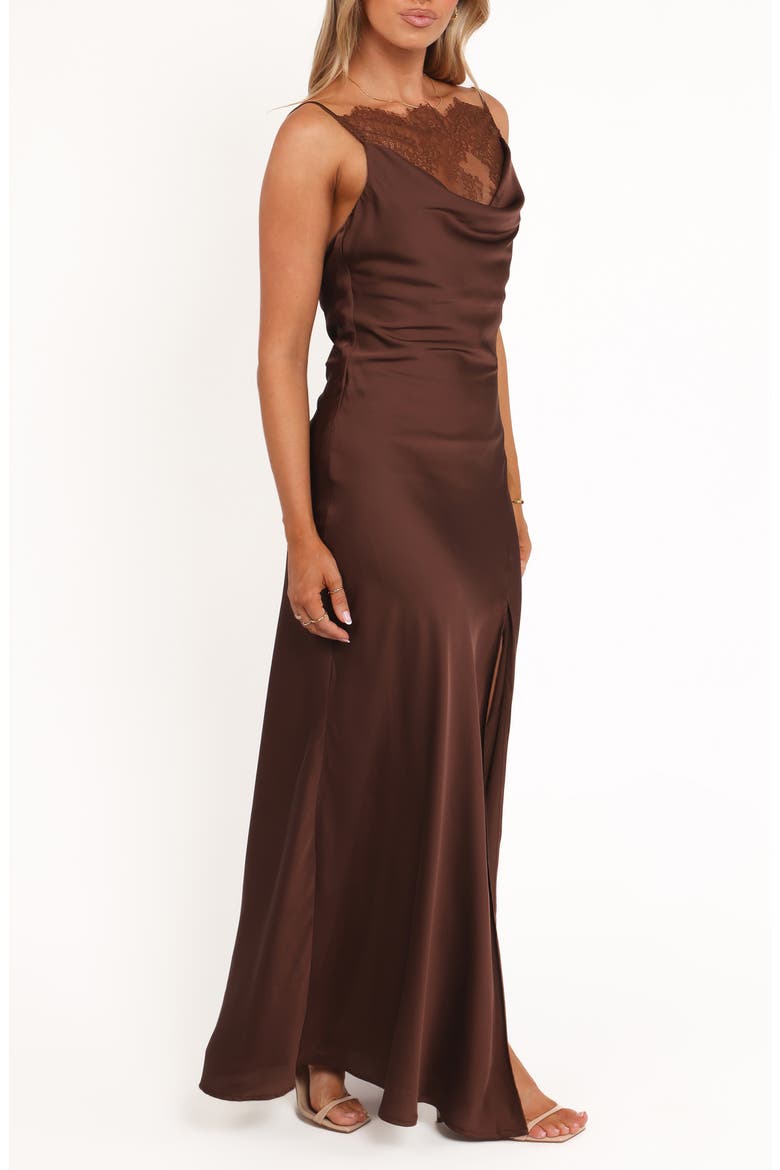 Evana Lace Column Gown, Alternate, color, BROWN