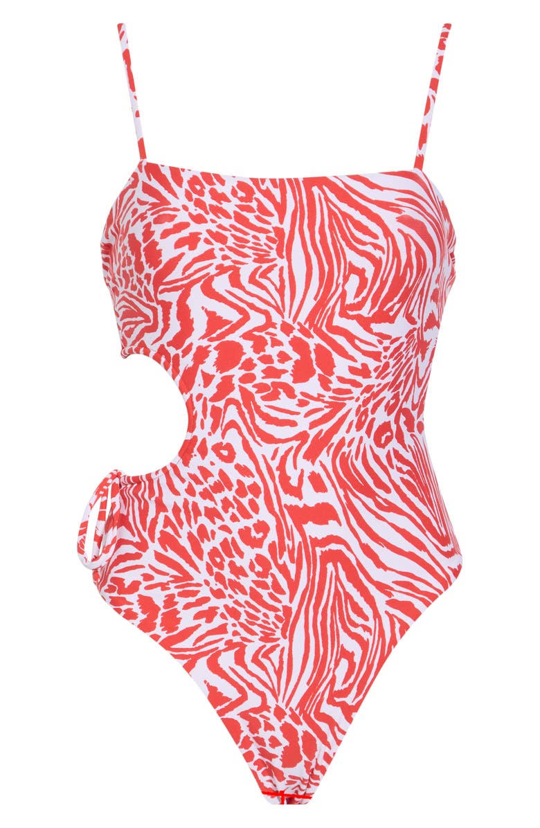 Maaji Ann Side Cutout One-Piece Swimsuit, Alternate, color, Red