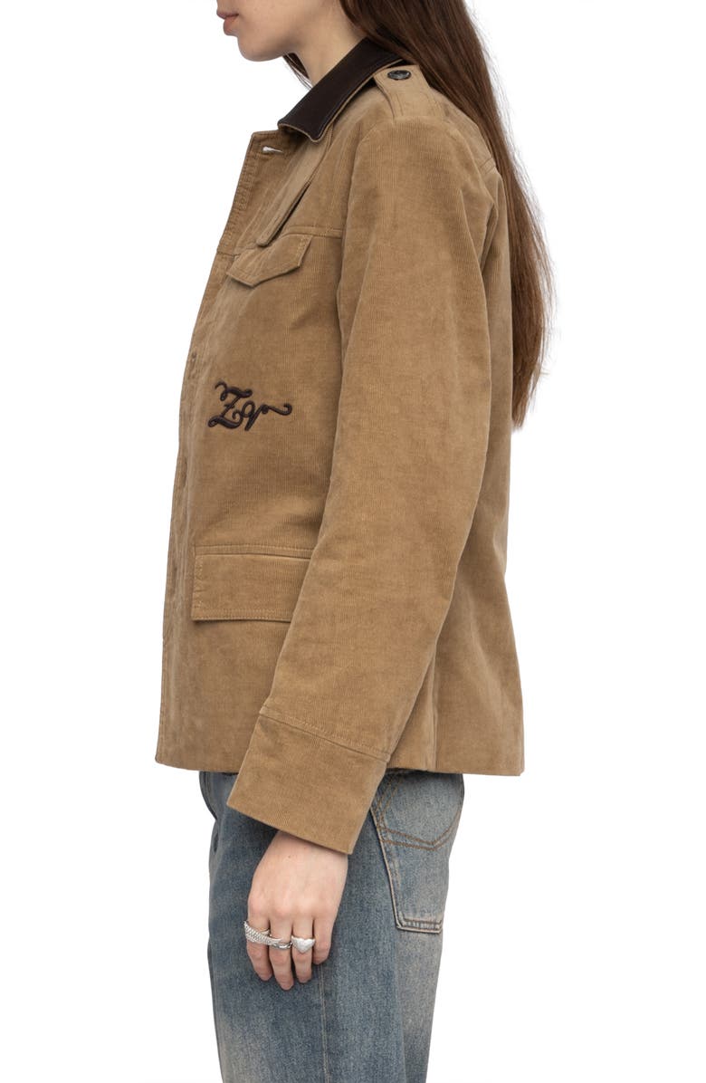 Zadig & Voltaire Veram Corduroy Jacket, Alternate, color, Cookie