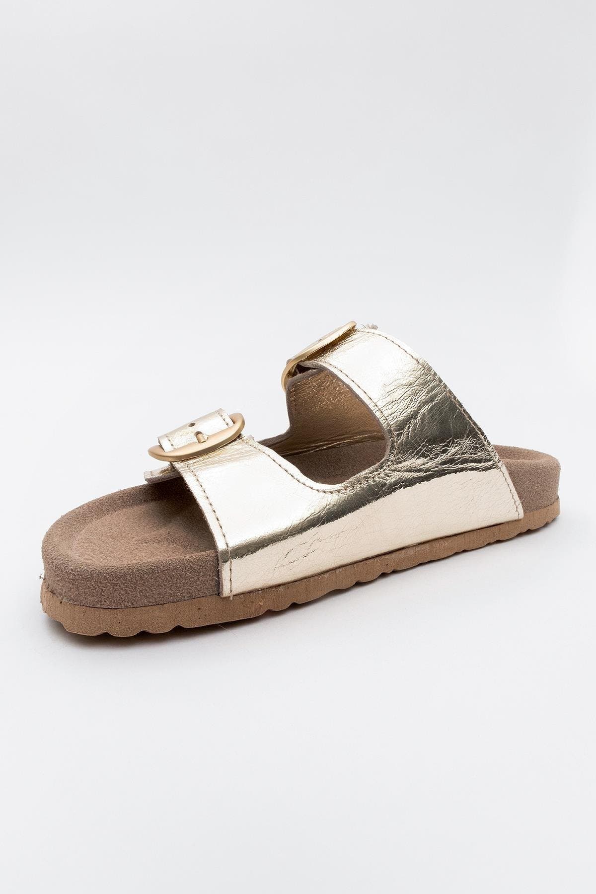 Ovesta Soft Footbed Leather Slide Sandal, Alternate, color, Gold Leather