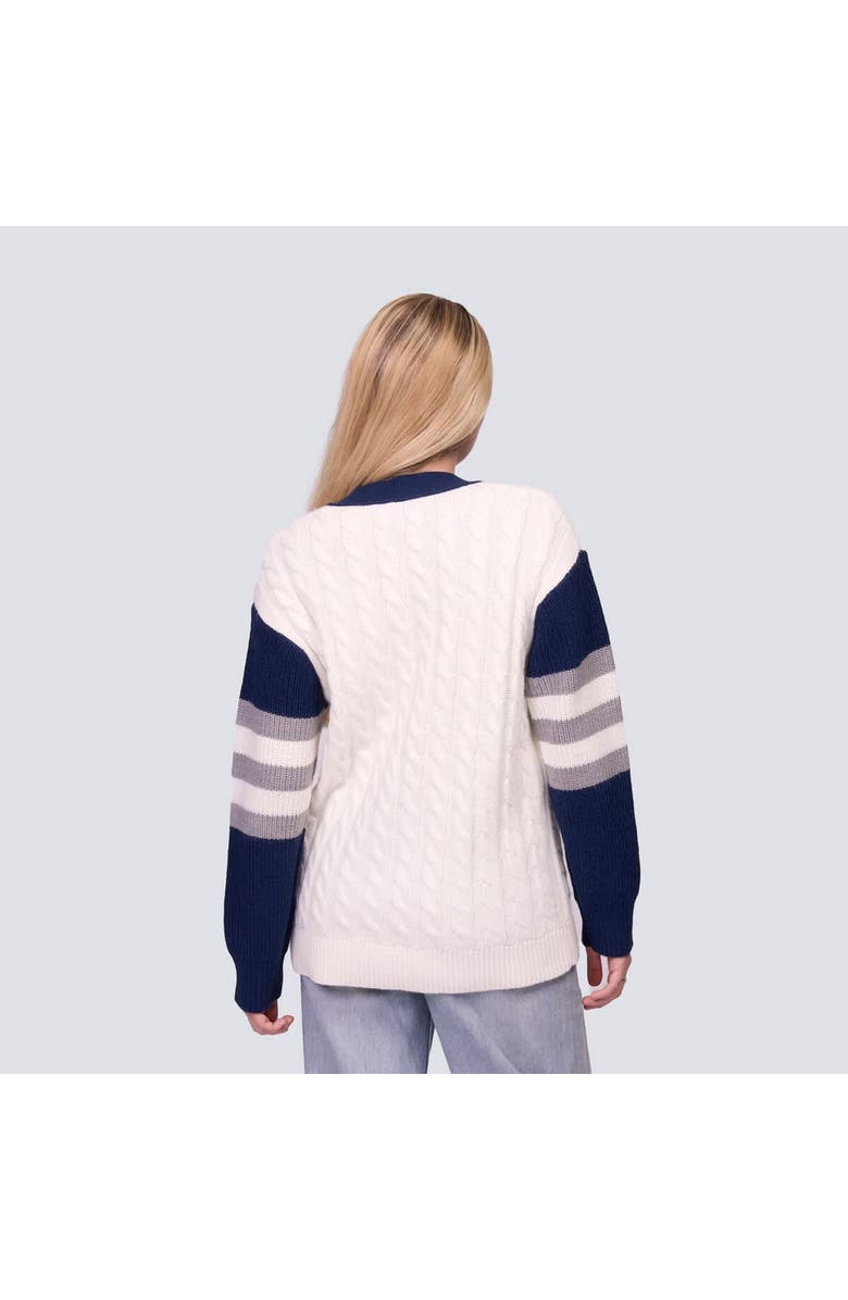 LUSSO Women's Lusso Navy/White New York Yankees Shyla Knit V-Neck Full-Zip Sweater, Alternate, color, Navy