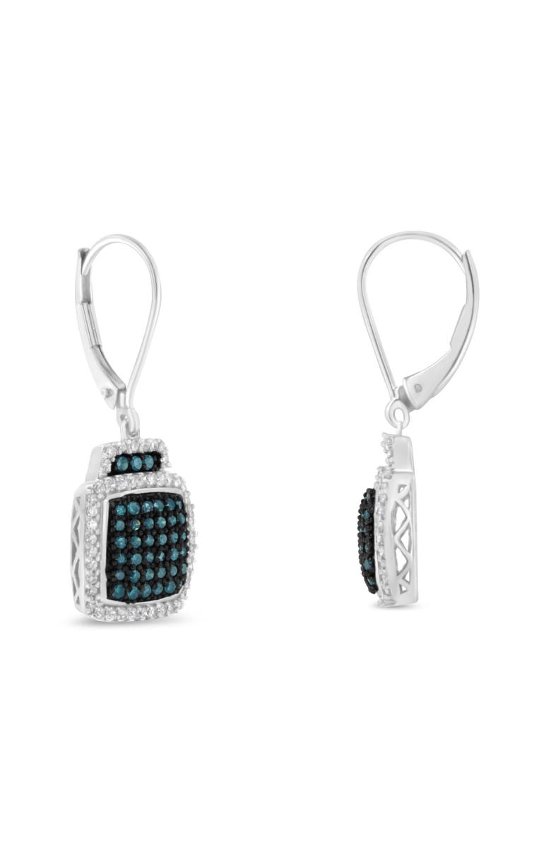 Haus of Brilliance Black Rhodium over Silver 3/4 Ct Blue and White Diamond Dangle Earrings, Alternate, color, White