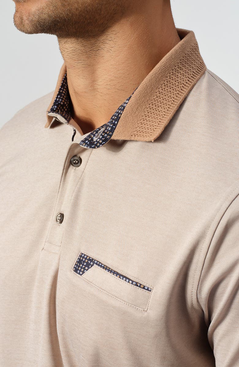 STUDIO GARNET LOS ANGELES Tipped Piqué Knit Polo, Alternate, color,