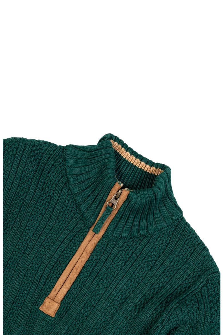 Boys' Organic Half Zip Sweater with Suede Trim, Kids, Alternate, color, Deep Green Rib