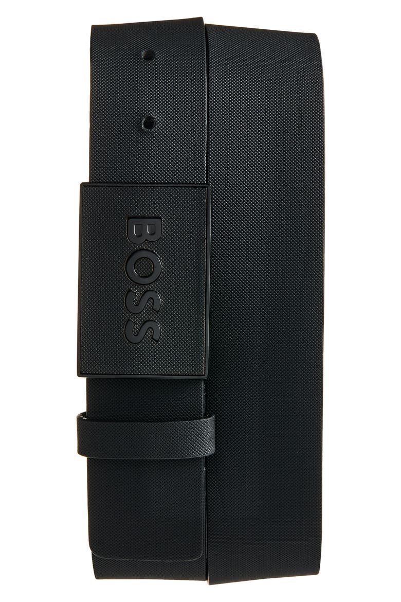 Icon-S1 Leather Belt, Main, color, BLACK