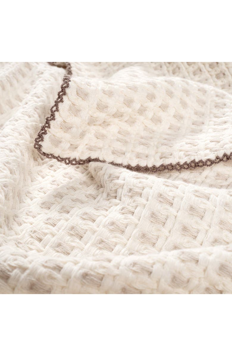 Zsa Zsa Zsu Costa Border Embroidered Yarn-Dyed King Size 100% Cotton Pique 94X87 In, Alternate, color, Beige