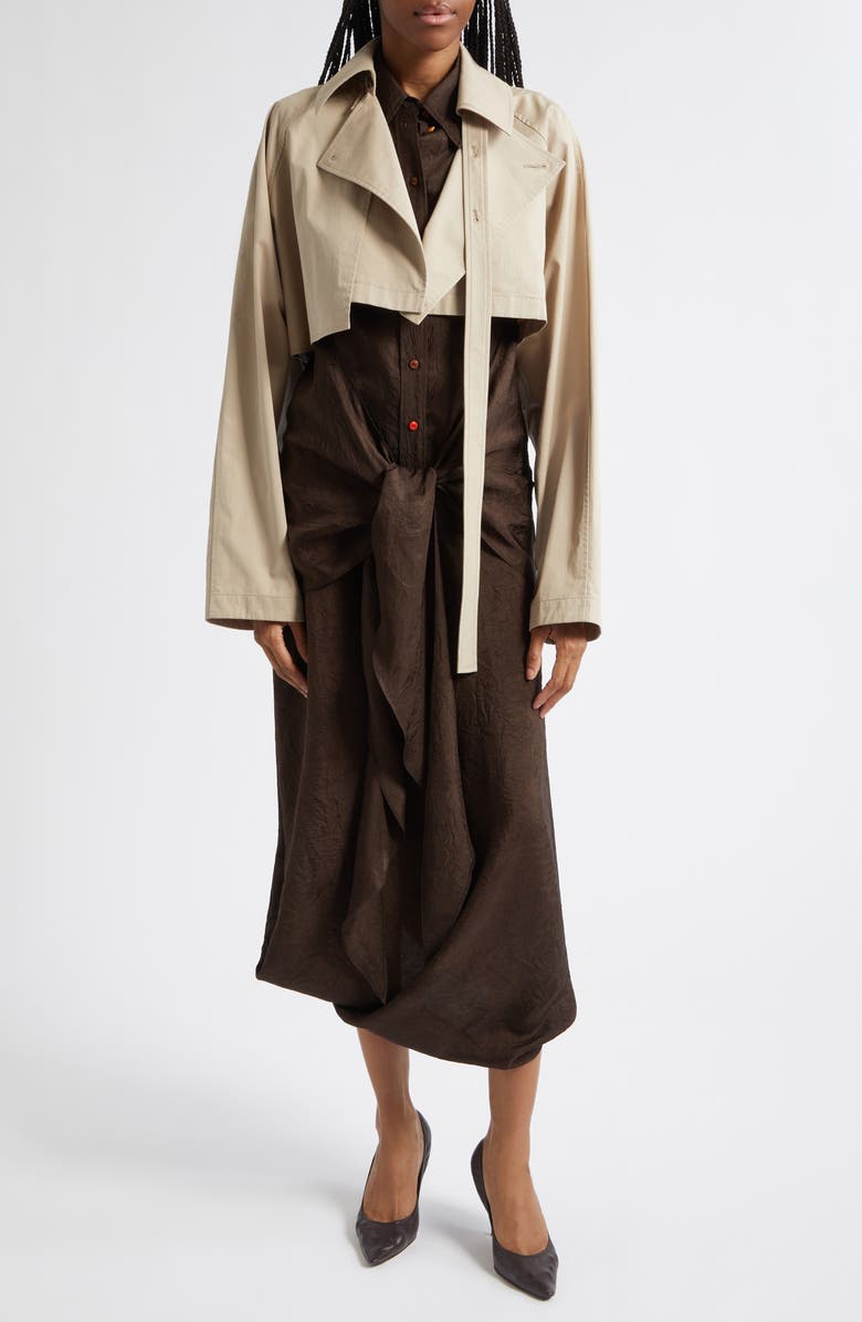 OSSOU Maeve Crop Trench Coat, Alternate, color, Fawn