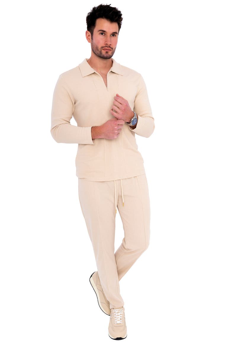 Men's Long Sleeve Zip Neck Knit Top, Alternate, color, Cream
