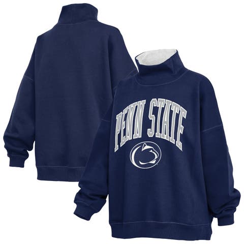 Women's Pressbox Navy Penn State Nittany Lions Oversized Mock Neck Sweatshirt