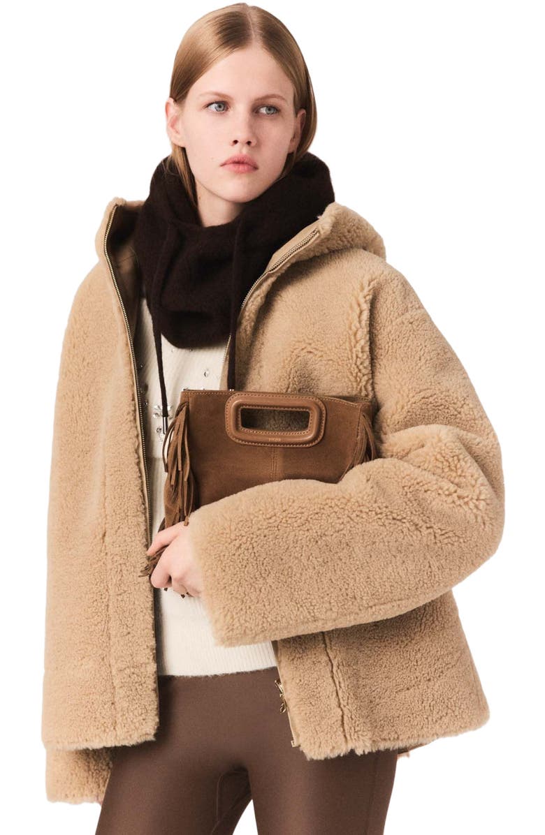 maje Reversible coat with hood, Alternate, color, Camel