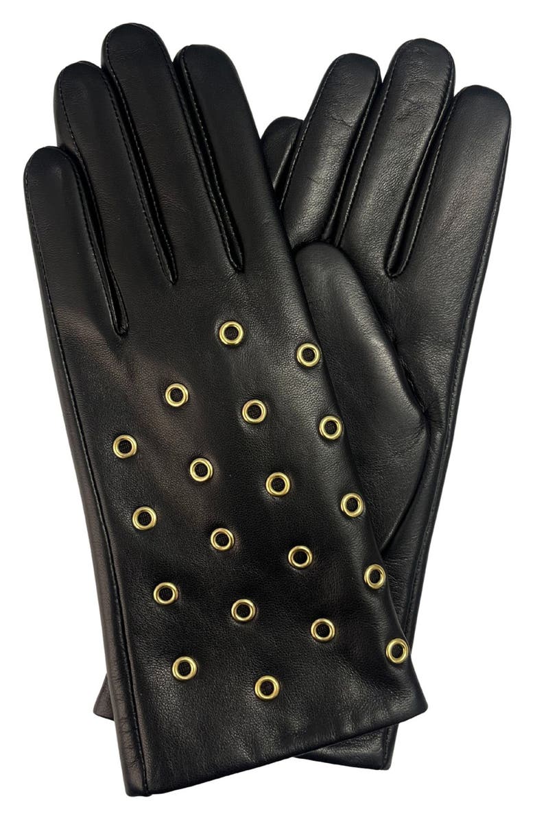 MARCUS ADLER Grommet Leather Gloves, Main, color, Black