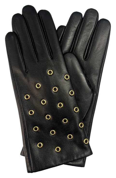 Grommet Leather Gloves