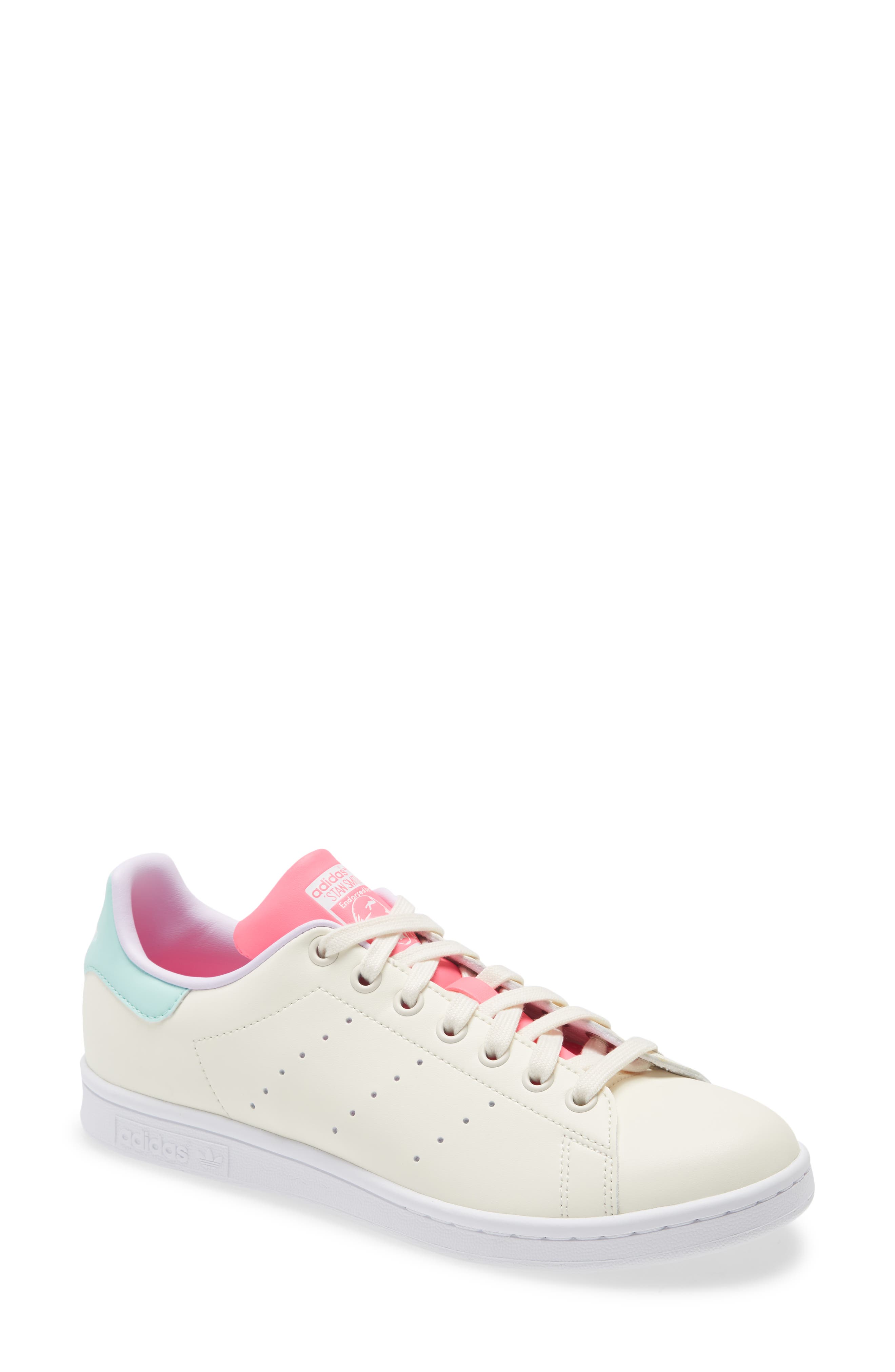 Primegreen Stan Smith Sneaker, Main, color, CREAM WHITE/ CREAM WHITE/ MINT