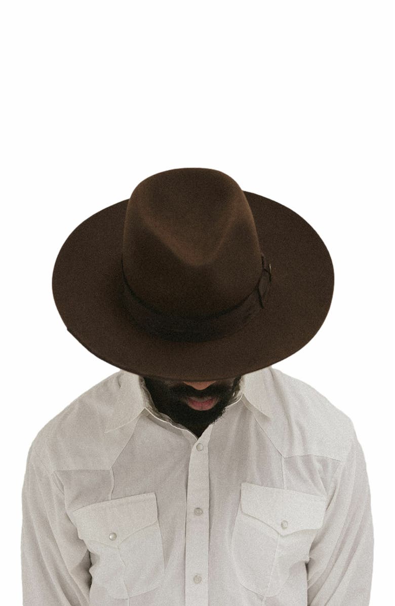 Two Roads Hat Co. Delmar Distressed Felt Fedora, Alternate, color, Dark Brown