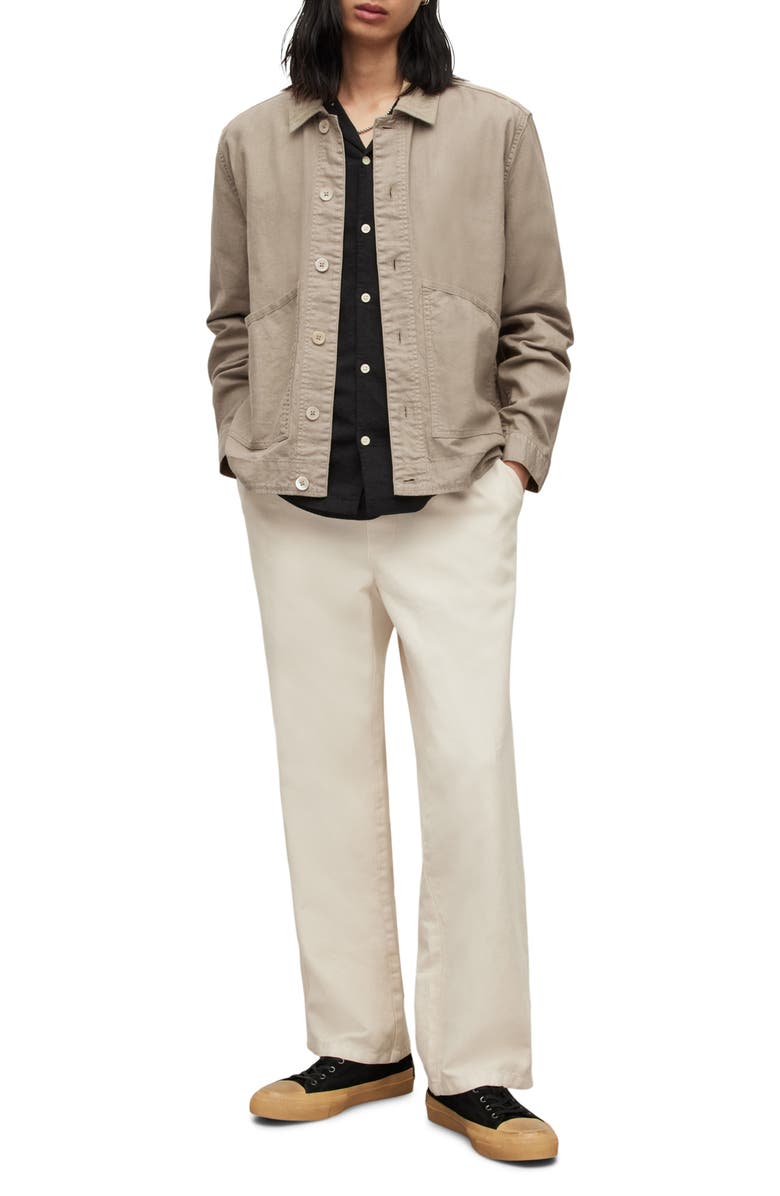 AllSaints Bruc Linen & Cotton Shirt Jacket, Alternate, color, 