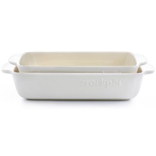 Crock-pot Crockpot 2.5 Quart And 3.5 Quart Rectangular Stoneware Bake Pan Set In White
