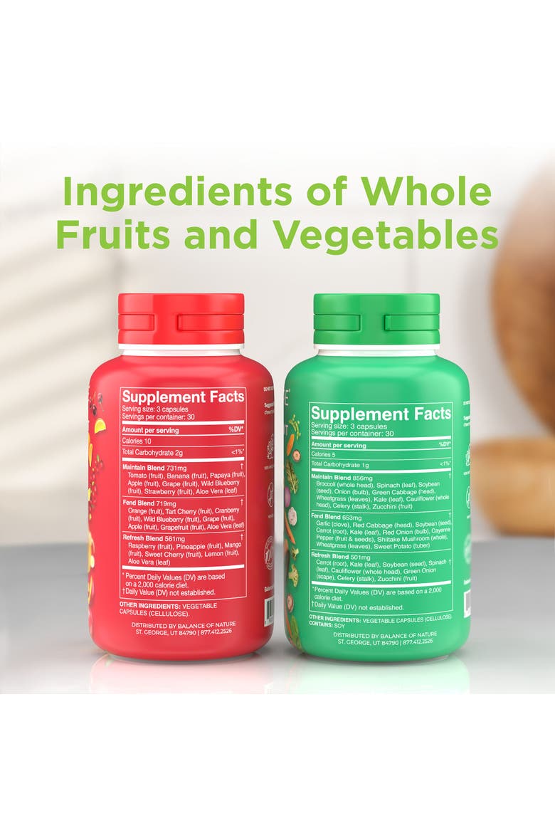 Whole Fruit and Vegetable Blend Dietary Supplement Capsules Two Pack, Alternate, color, None
