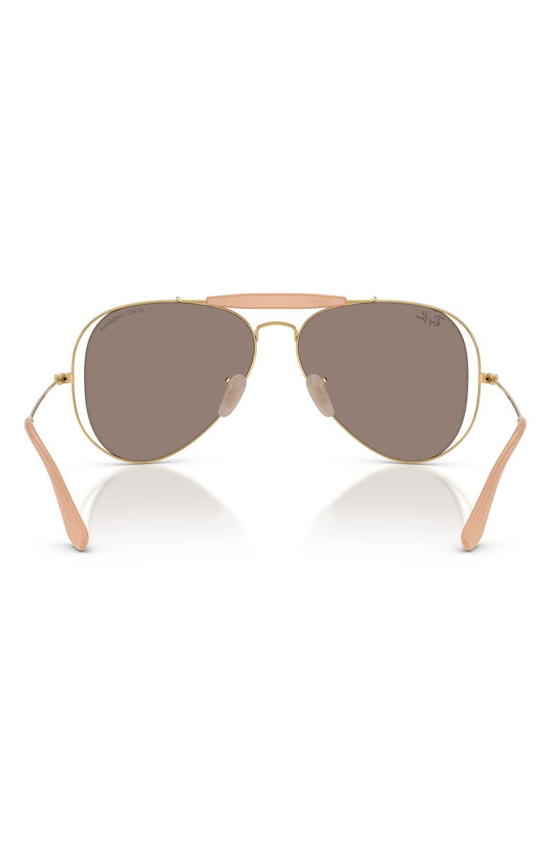 Ray-Ban Outdoorsman 53mm Mirrored Pilot Sunglasses, Alternate, color, Arista / Clear White Gold