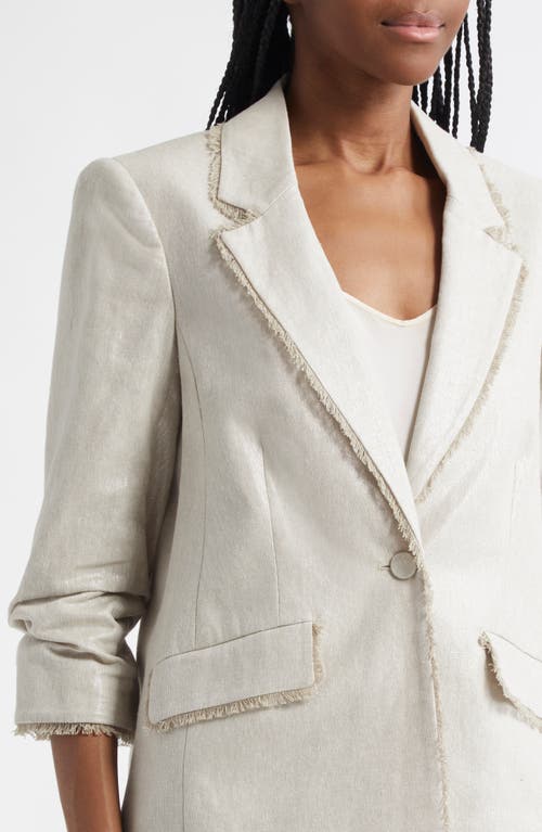Cinq À Sept Kylie Metallic Linen & Cotton Blazer In Plaster