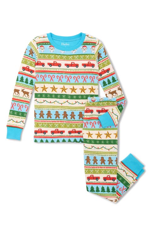 Kids' Blue Fun Fair Isle Fitted Two-Piece Pajamas (Toddler & Little Kid)