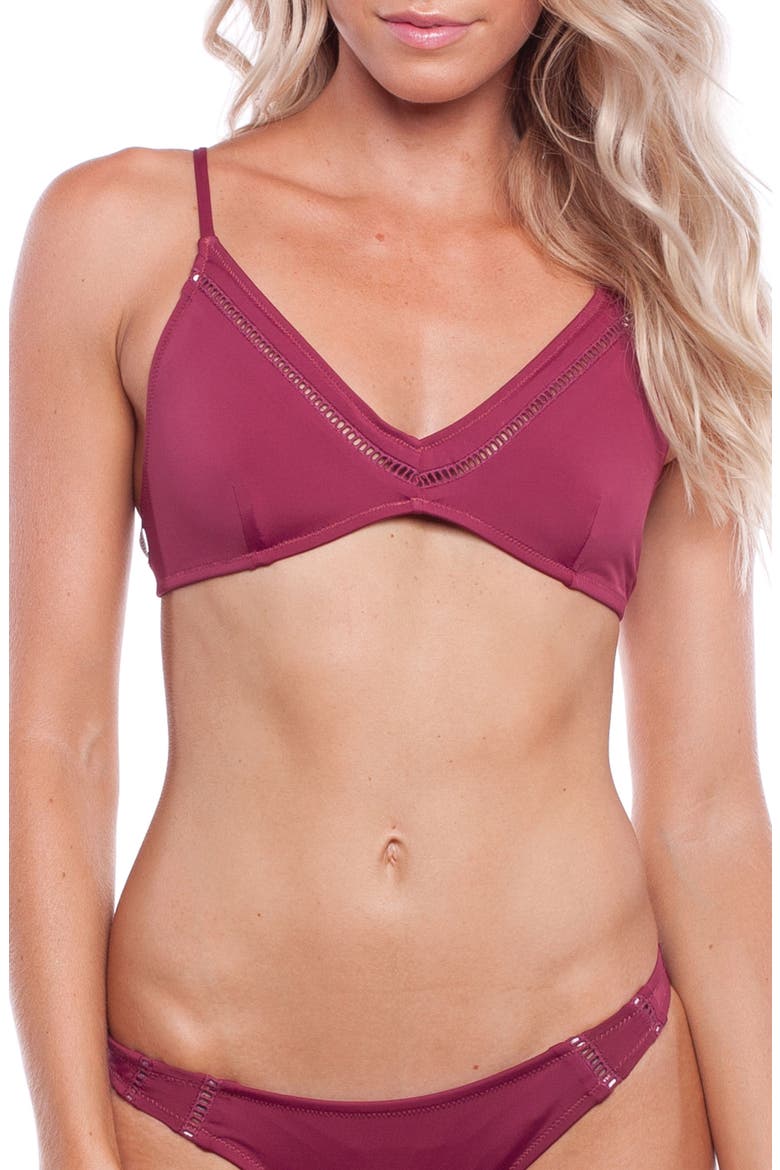 My Bralette Triangle Bikini Top, Main, color, WINE