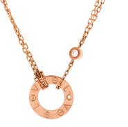 Pre-Owned Cartier 2 Diamonds Love Pendant Necklace 18K Rose Gold and Diamonds