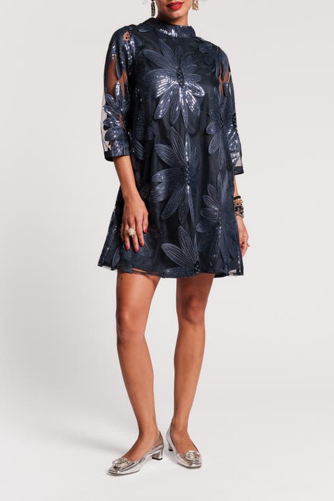 Diplomat Mini Dress Floral Sequin