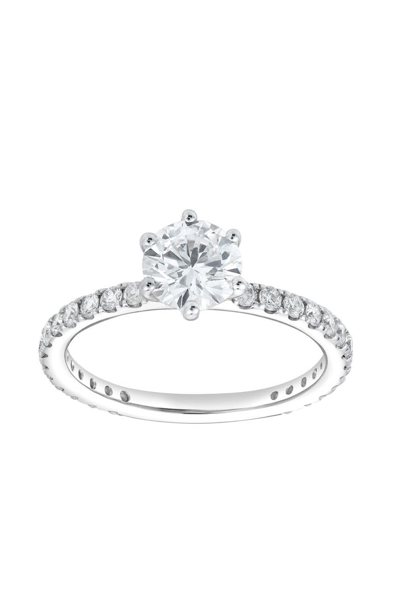 LuvMyJewelry Freya 14K White Gold Round Cut Lab Grown Diamond Solitaire Engagement Ring - 1.25 ctw, Main, color, 14K White Gold
