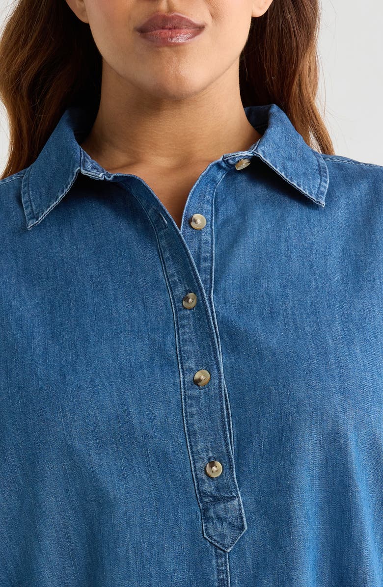 Treasure & Bond Chambray Polo Shift Dress, Alternate, color, Medium Wash