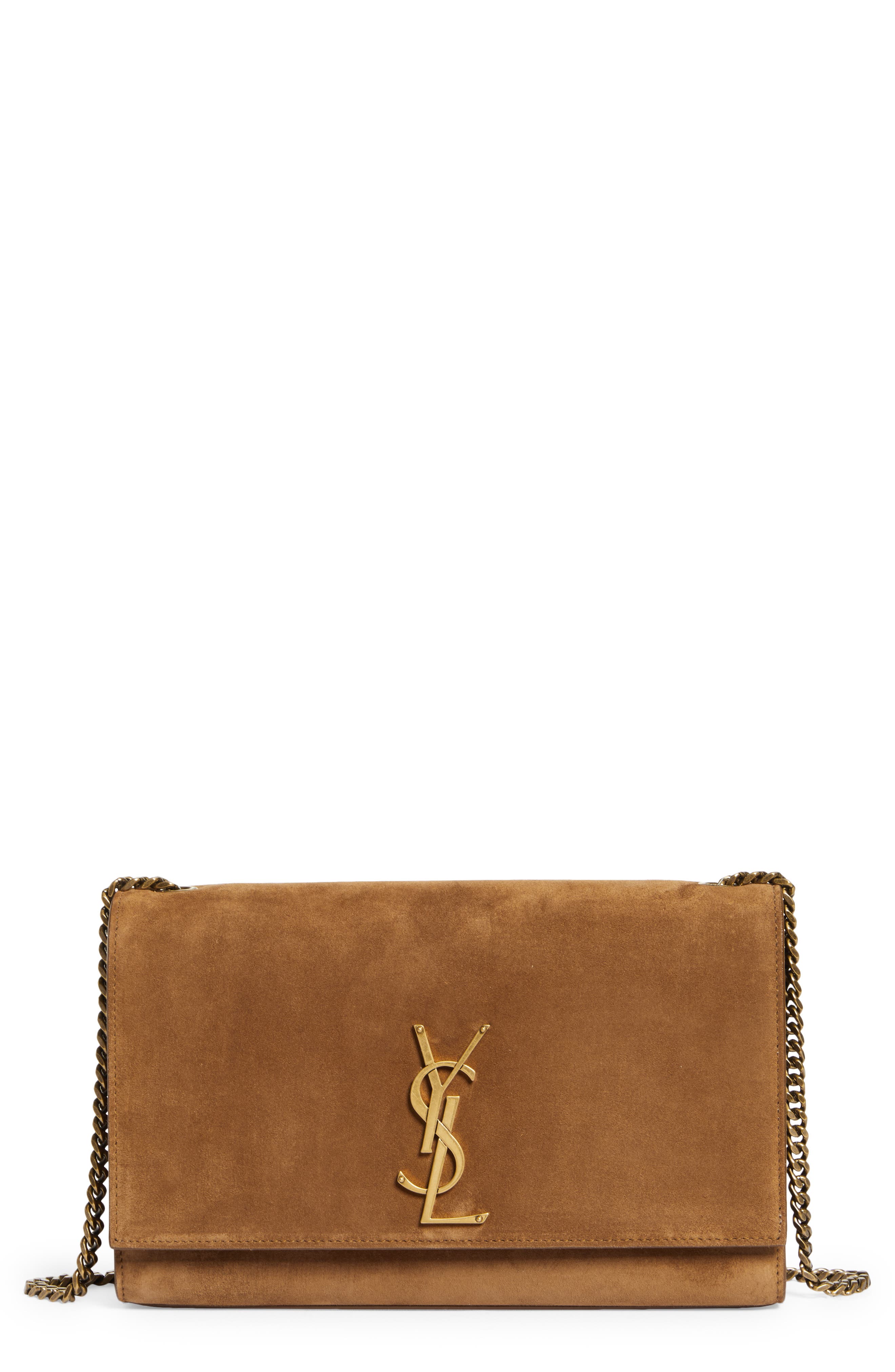 Saint Laurent Medium Kate Suede Shoulder Bag, Main, color, 