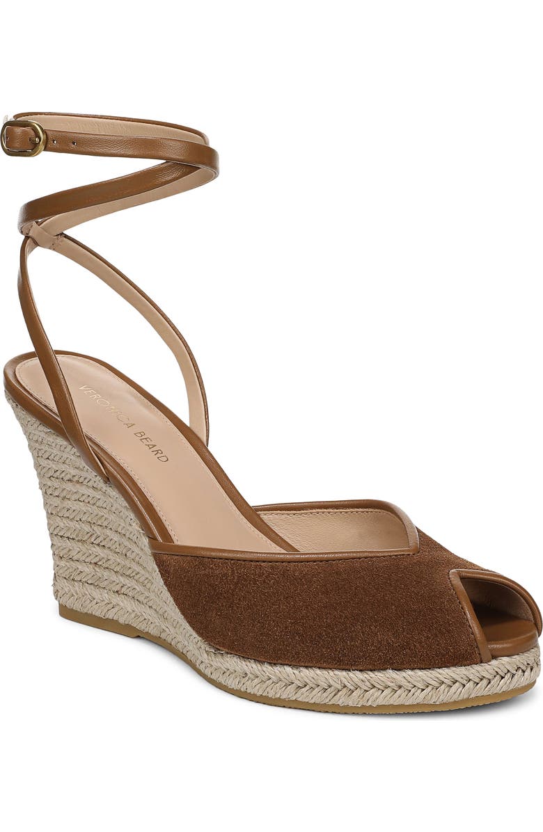 Veronica Beard Pasina Ankle Strap Wedge Sandal, Main, color, Chestnut