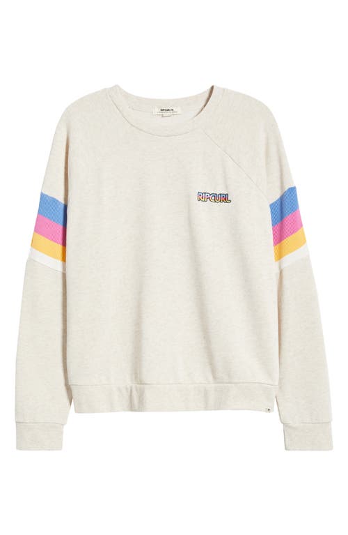Rip Curl Las Dalias Cotton Blend Fleece Raglan Sweatshirt In Oatmeal Marle