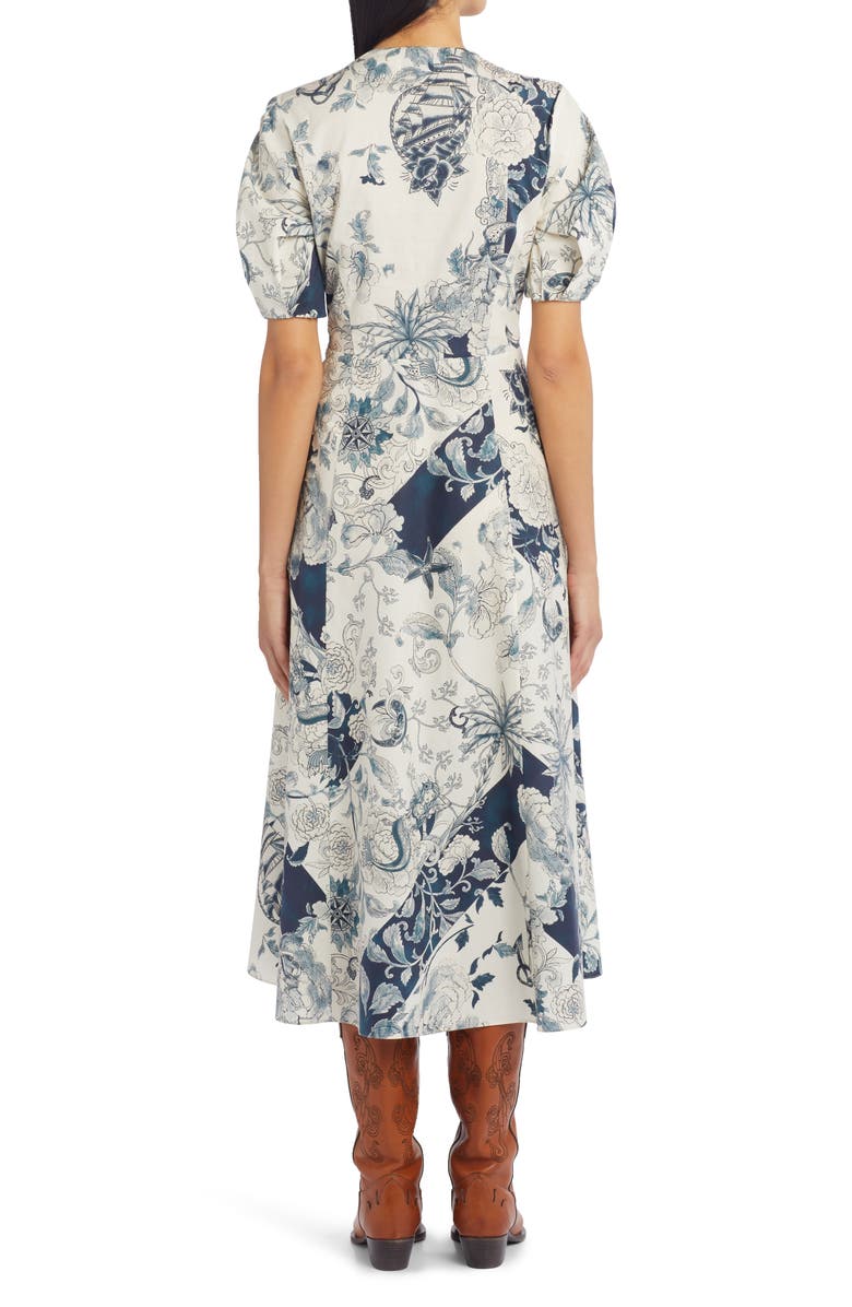 Etro Carole Mixed Motif Faux Wrap Midi Dress, Alternate, color,