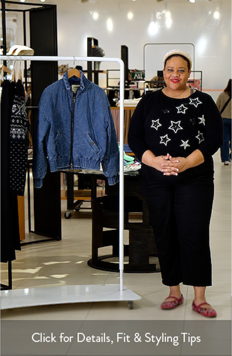 Ryah Washed Denim Quilted Bomber Jacket, sales video thumbnail