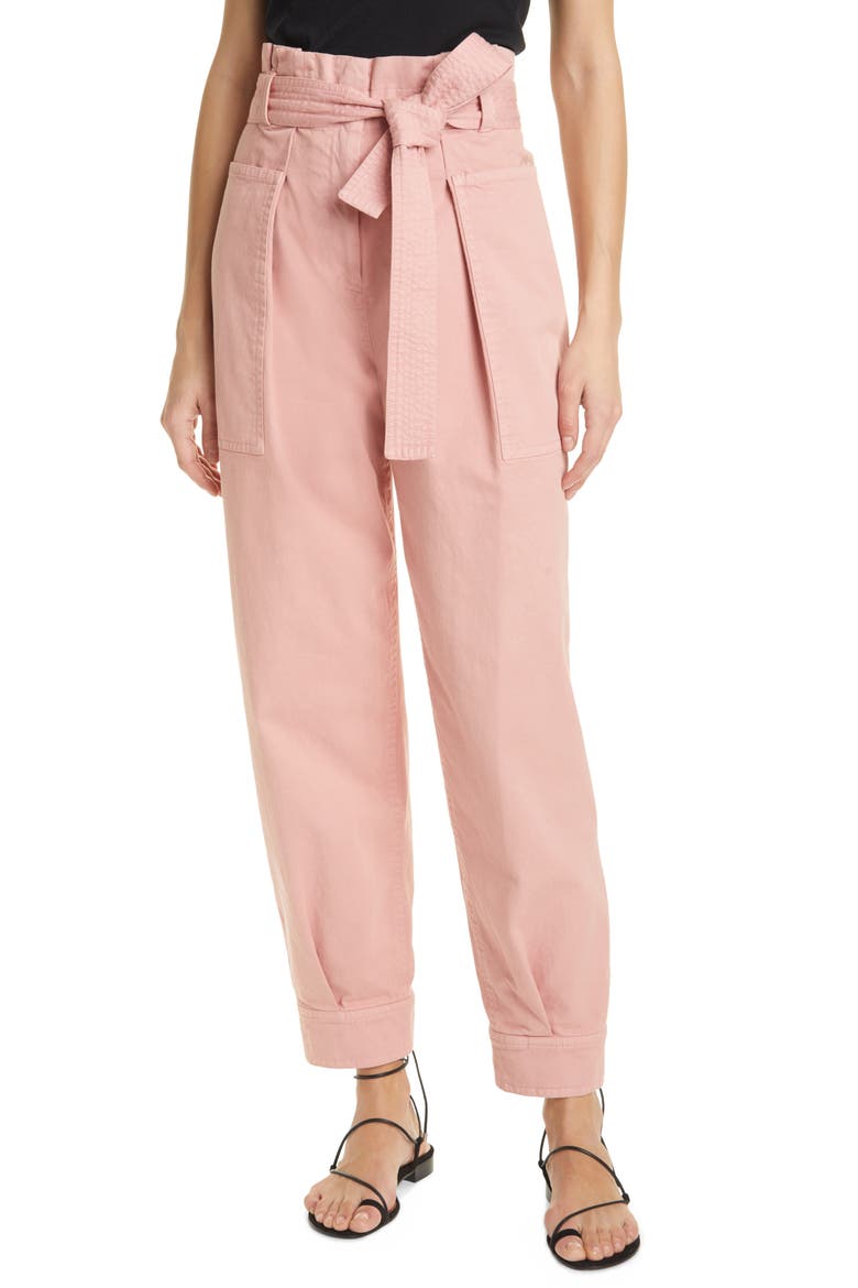 Cobolt Belted Paperbag Twill Pants, Main, color, HYACINTH