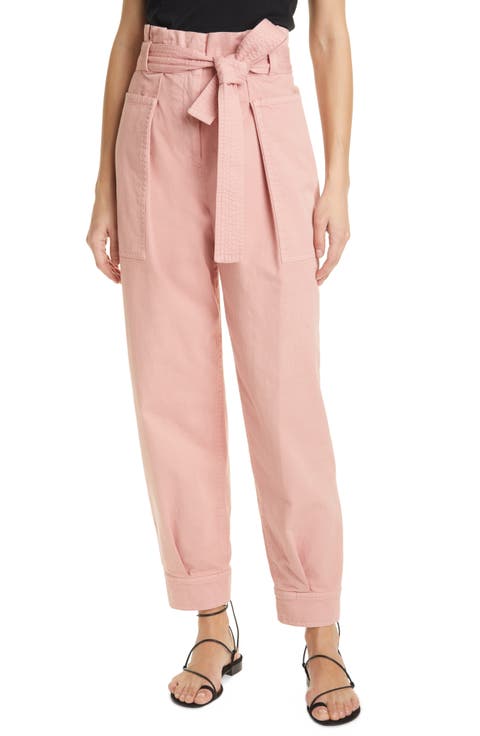 Cobolt Belted Paperbag Twill Pants