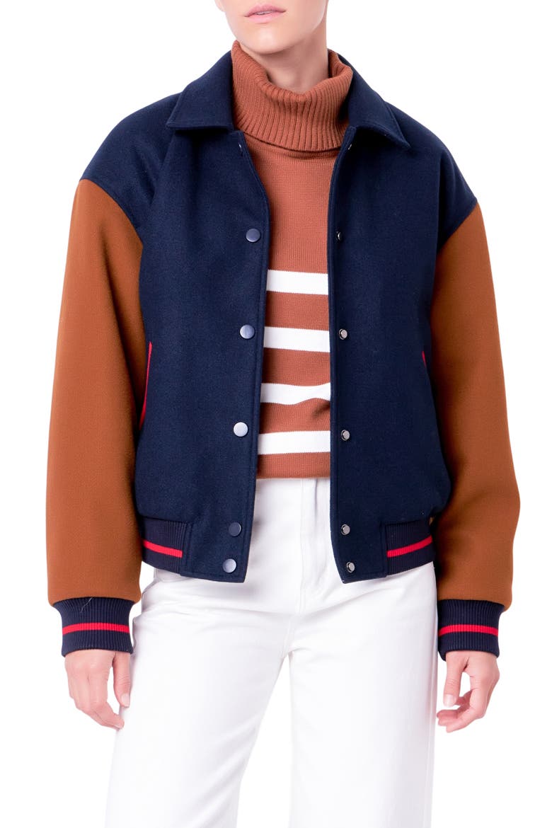Colorblock Bomber Jacket, Main, color, NAVY MULTI