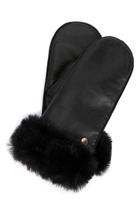 Daniella Leather & Faux Fur Mittens