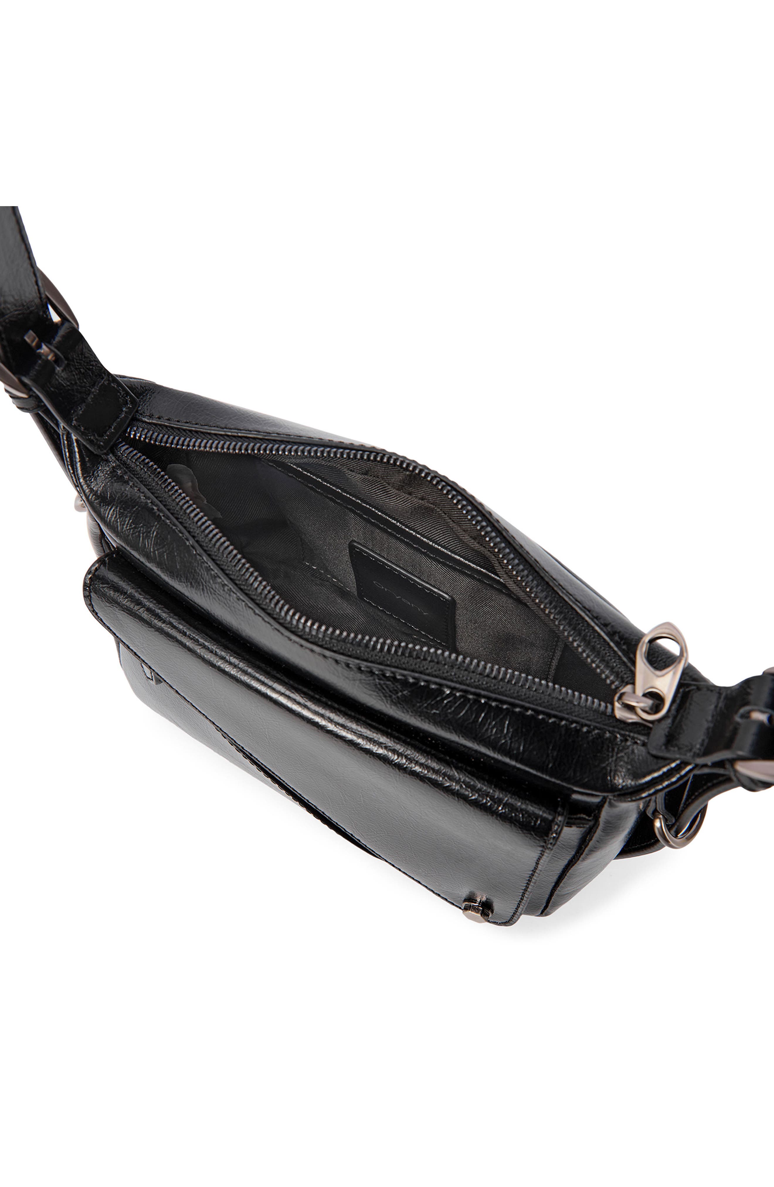 Oryany Moto Leather Crossbody Bag, Alternate, color, Black