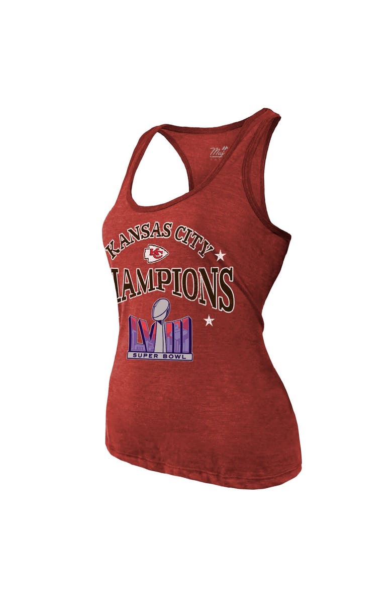 Majestic Threads Women's Majestic Threads  Red Kansas City Chiefs Super Bowl LVIII Champions Oversized Dunk Racerback Tri-Blend Tank Top, Alternate, color, 