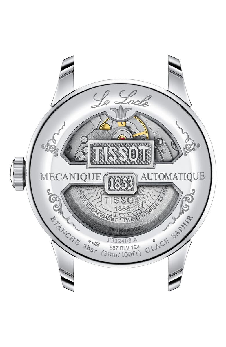 Tissot Le Locle Powermatic 80 Leather Strap Watch, 39.3mm, Alternate, color, Blue